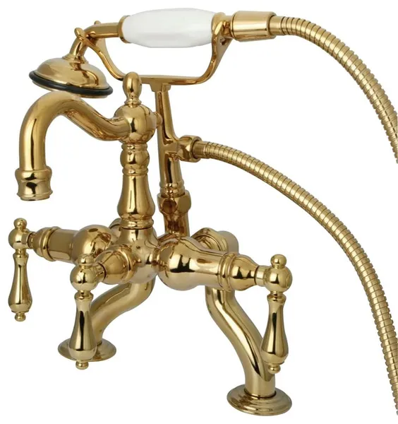 Classic Clawfoot Bathtub Faucet with Lever Handles and Solid Brass Construction, Polished Brass