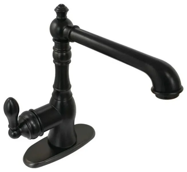 Classic Single-Handle Bathroom Faucet with Pop-Up Drain and Cover Plate, Bronze