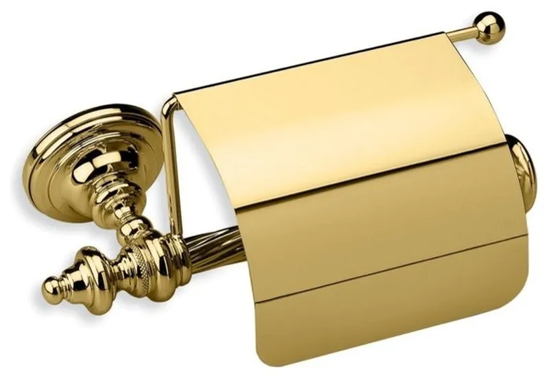 Classic-Style Brass Toilet Roll Holder With Cover, Gold