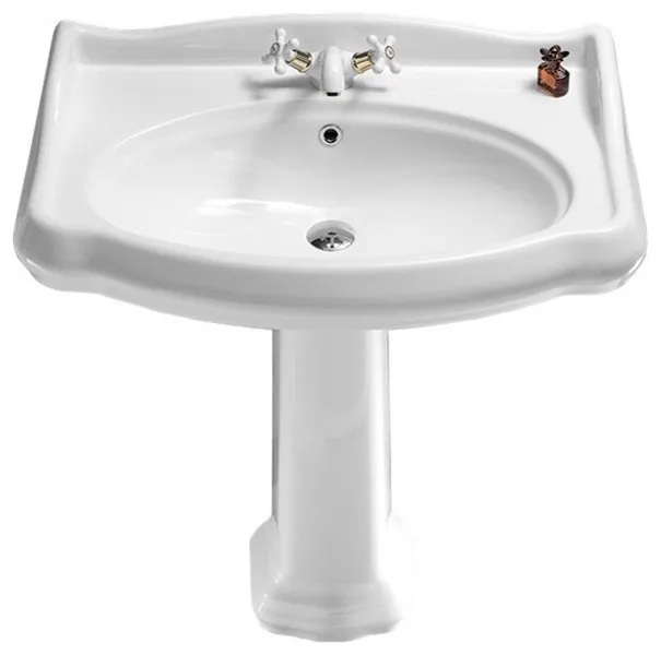 Classic-Style White Ceramic Pedestal Sink, One Hole