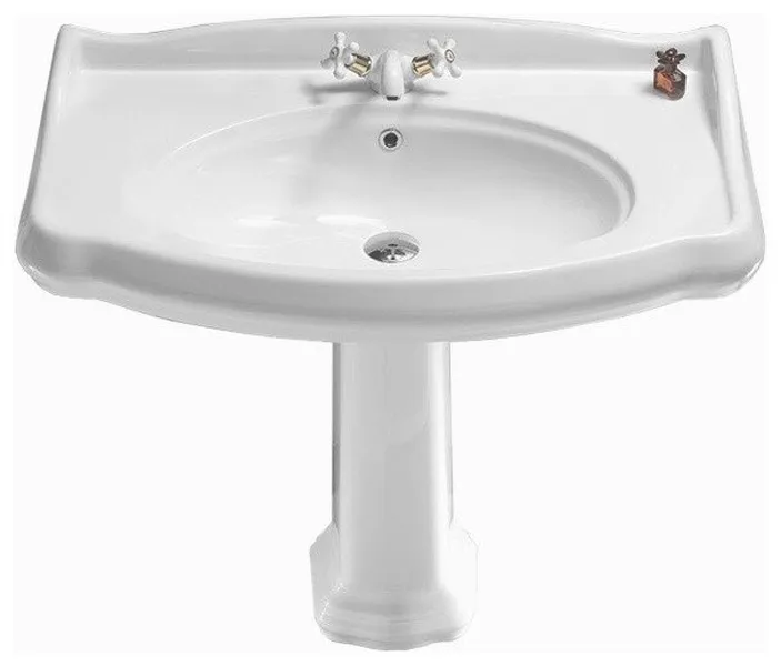 Classic-Style White Ceramic Pedestal Sink, One Hole