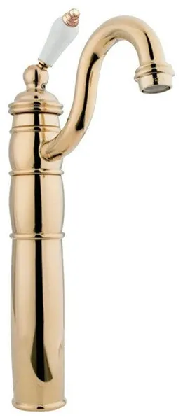 Classic Tall Vessel Sink Faucet with White Lever Handle & 10" Clearance, Brass