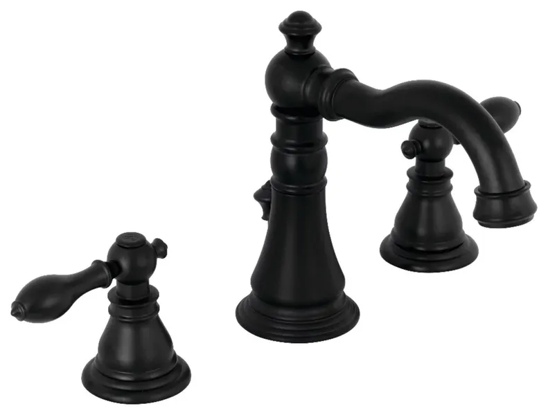 Classic Widespread Bathroom Faucet with Arched Spout and Lever Handles, Black