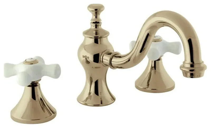 Classic Widespread Bathroom Faucet with Cross Handles and Brass Build, Brass