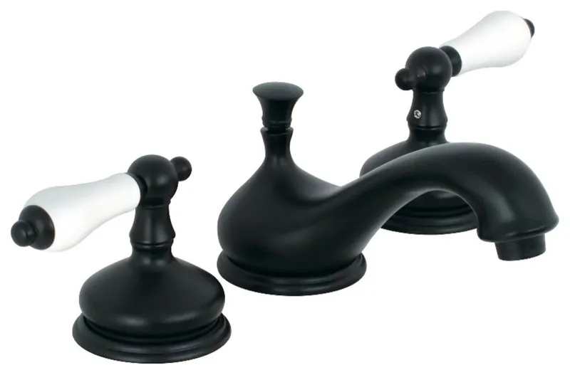 Classic Widespread Faucet with White ADA Compliant Lever Handles, Black