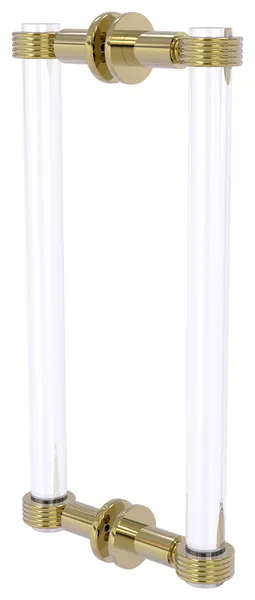 Clearview 12" Back to Back Groovy Accent Shower Door Pull, Unlacquered Brass