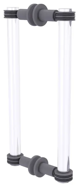 Clearview 12" Back to Back Shower Door Pull, Dotted Accents, Matte Gray