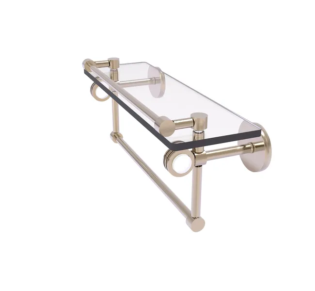 Clearview 16" Glass Gallery Shelf, Towel Bar and Dotted Accents, Antique Pewter