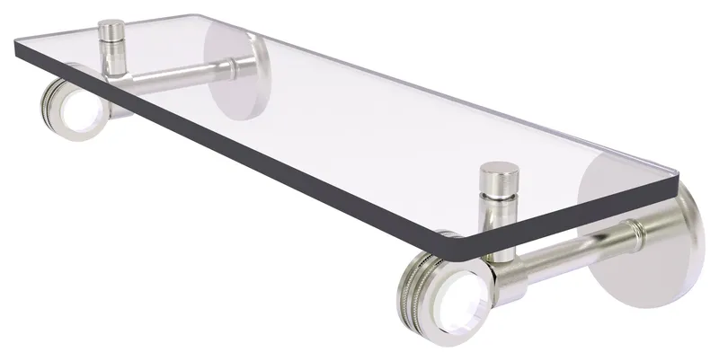 Clearview 16" Glass Shelf with Dotted Accents, Satin Nickel