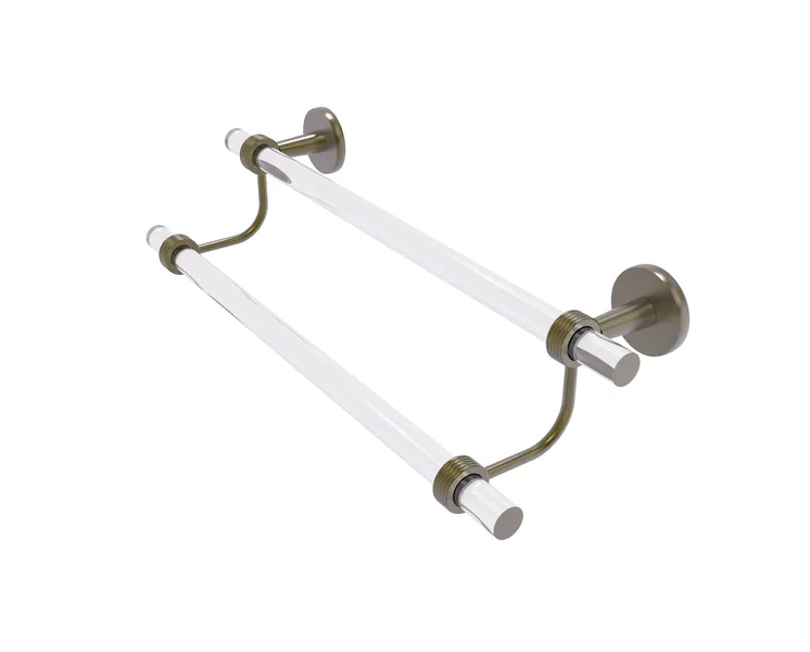 Clearview 18" Double Towel Bar with Groovy Accents, Antique Brass