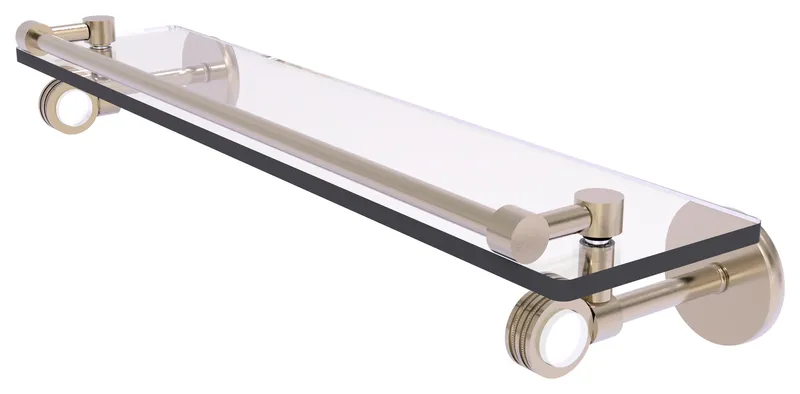 Clearview 22" Gallery Rail Glass Shelf With Dotted Accents, Antique Pewter