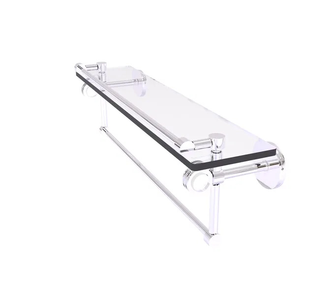 Clearview 22" Glass Gallery Dotted Accent Shelf and Towel Bar, Polished Chrome