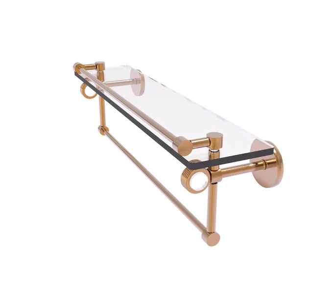 Clearview 22" Glass Gallery Groovy Accent Shelf and Towel Bar, Brushed Bronze