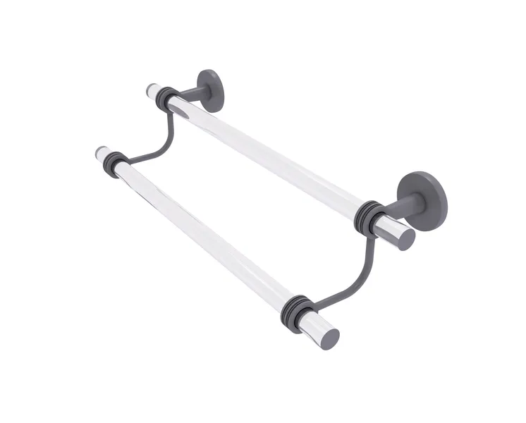 Clearview 24" Double Towel Bar with Dotted Accents, Matte Gray