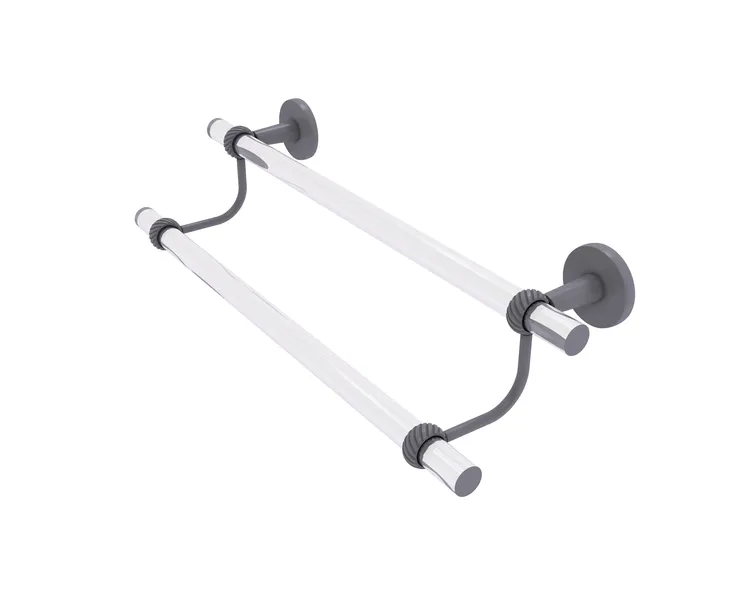 Clearview 24" Double Towel Bar with Twisted Accents, Matte Gray