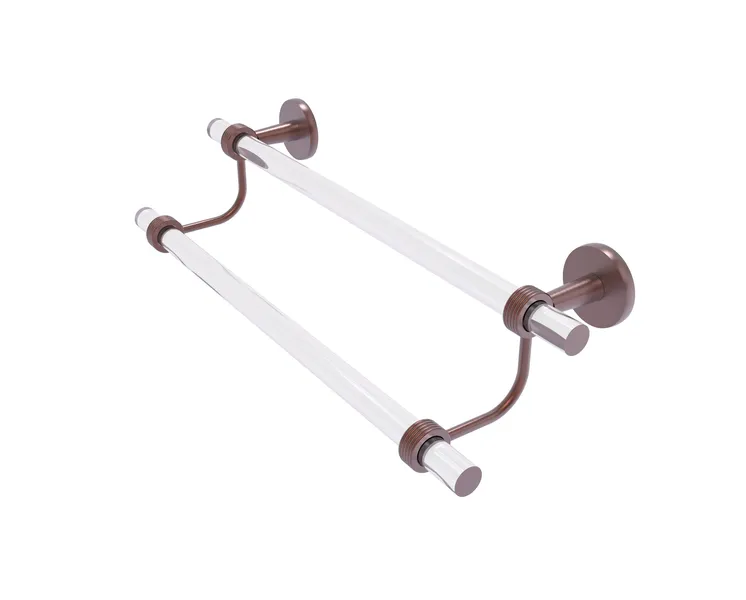 Clearview 30" Double Towel Bar with Groovy Accents, Antique Copper