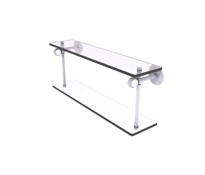 Clearview Collection 16" 2 Tiered Glass Shelf with Twisted Accents, Matte White