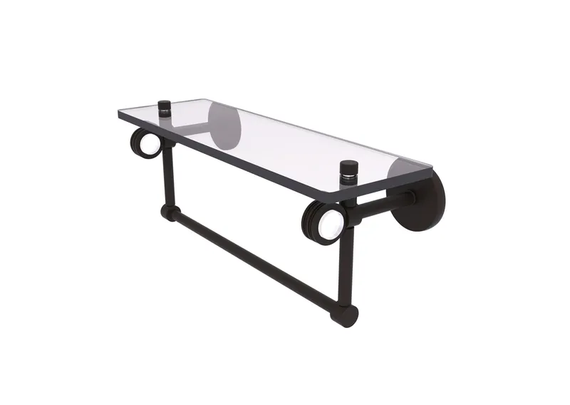 Clearview Collection 16"Glass Shelf With Towel Bar and Dotted Accents
