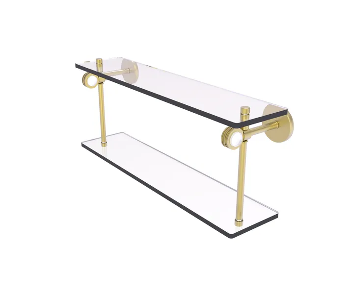 Clearview Collection 22" 2 Tiered Glass Shelf with Dotted Accents, Satin Brass