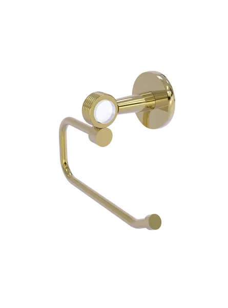 Clearview Euro Style Toilet Tissue Holder with Groovy Accents, Unlacquered Brass