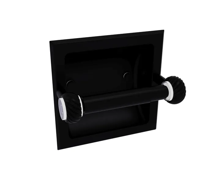 Clearview Recessed Toilet Paper Holder with Twisted Accents, Matte Black