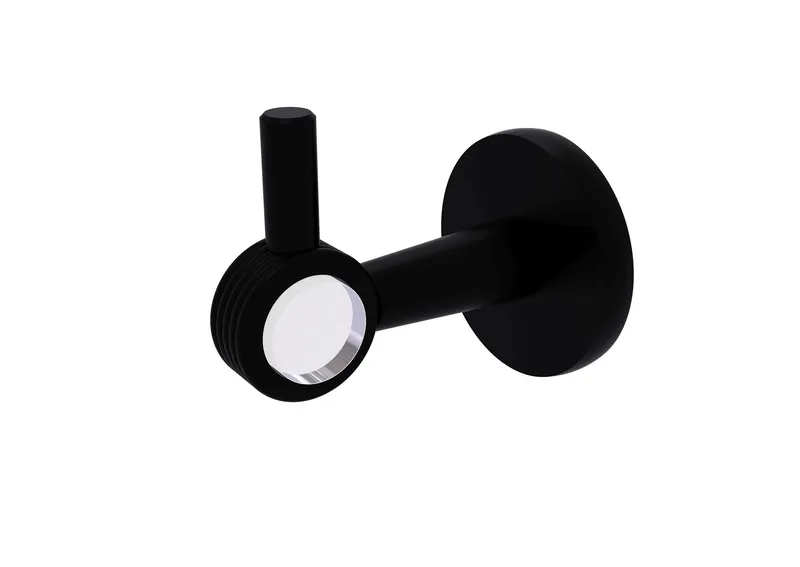 Clearview Robe Hook with Groovy Accents, Matte Black
