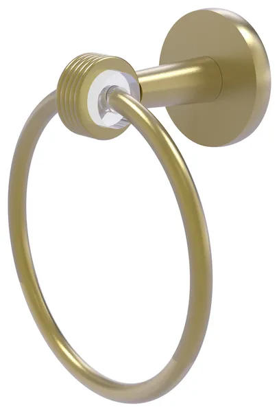 Clearview Towel Ring with Groovy Accents, Satin Brass