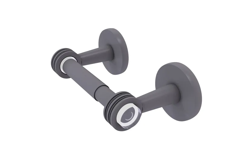 Clearview Two Post Toilet Tissue Holder with Dotted Accents, Matte Gray