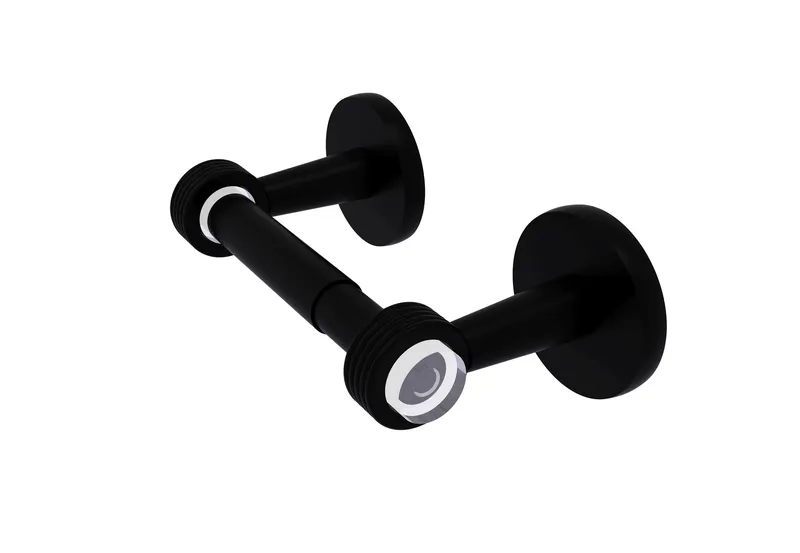 Clearview Two Post Toilet Tissue Holder with Groovy Accents, Matte Black