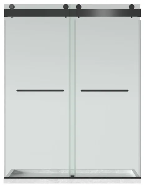 Clovis 76x60" Double Sliding Tempered Glass Shower Door in Matte Black/Clear