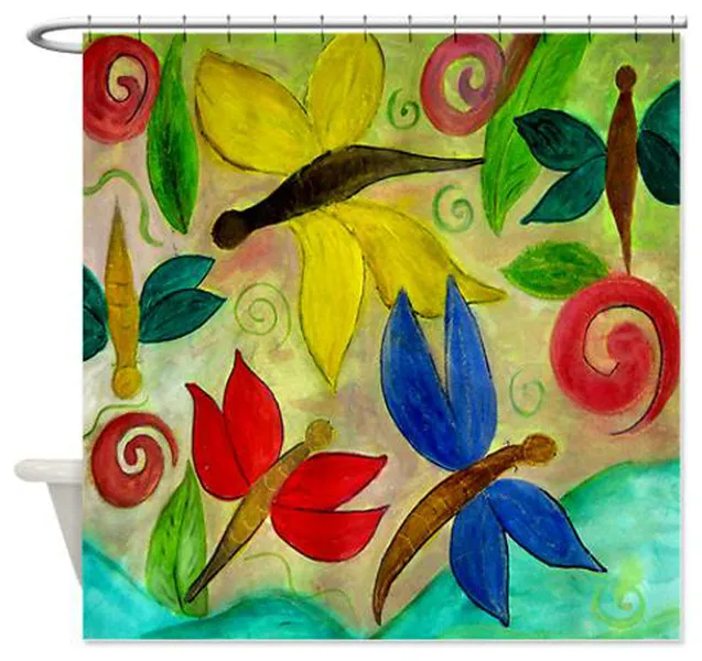 Colorful Dragonflies Shower Curtain