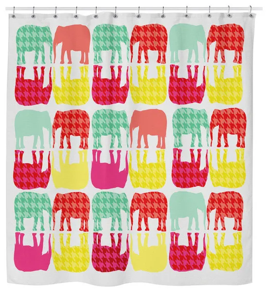 Colorful Elephant Kids Shower Curtain