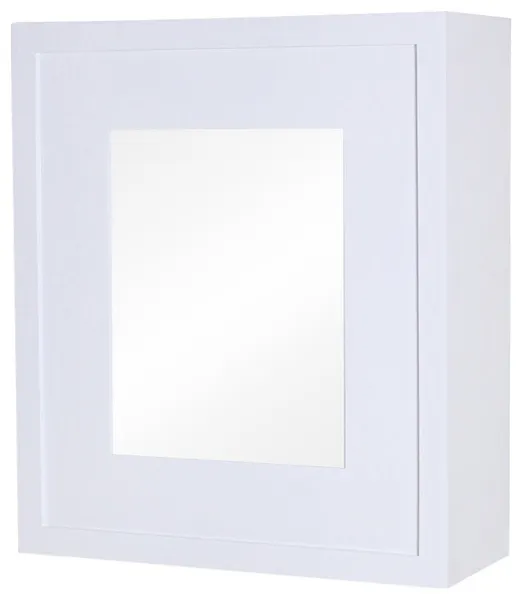 Compact Portrait Wall-Mount Mirrored Medicine Cabinets - 15 3/4" H x 13 3/4" W, Contemporary White