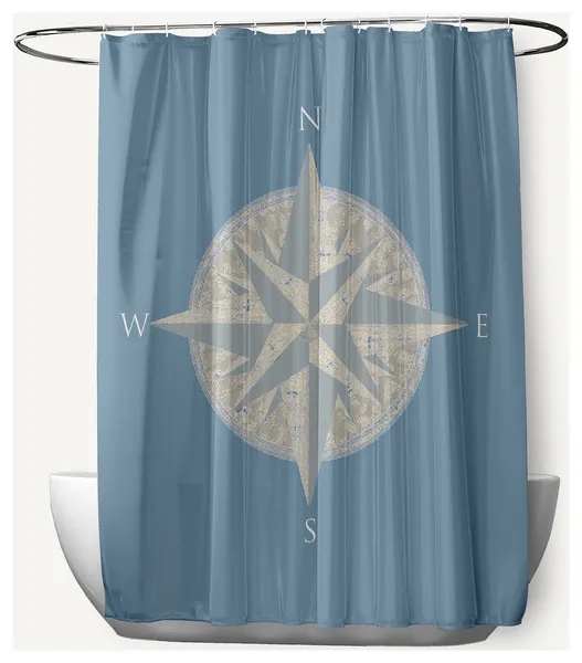 Compass Dusty Smoke 70" w x 73" h Shower Curtain