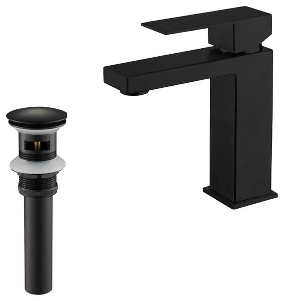ConcepBaths Hudson Single Handle Bathroom Faucet and Drain Combo, Matte Black