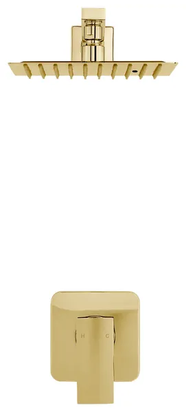 Concorde Single Handle 1 Spray 8" Wall Mounted Fixed Shower Head, Brushed Gold