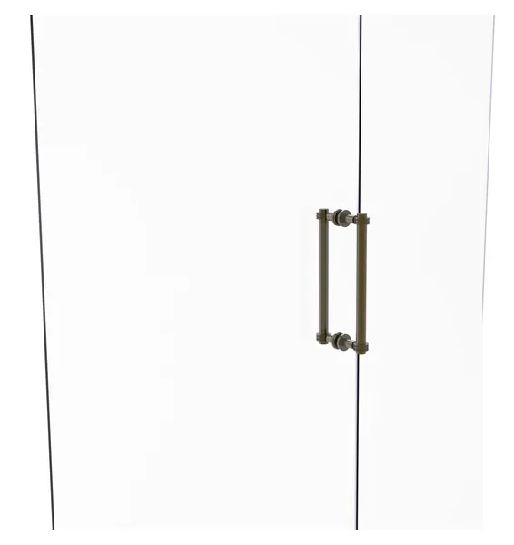 Contemporary 12" Dotted Accent Back to Back Shower Door Pull, Antique Brass