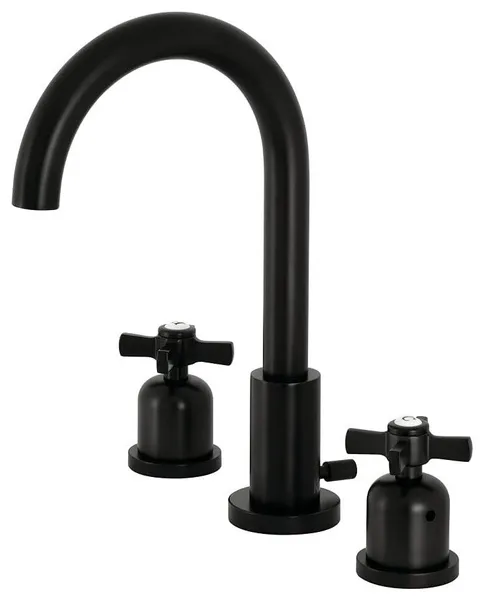 Contemporary Bathroom Faucet with Crossed Handles and Elevated Spout Design, Matte Black