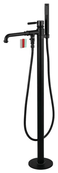 Contemporary Freestanding Tub Faucet With Lever Handle and Hand Shower, Matte Black