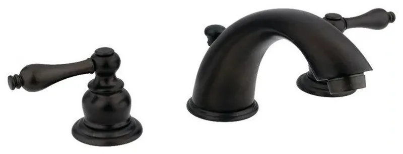 Contemporary Oil Rubbed Bronze Widespread Bathroom Faucet with Curved Spout