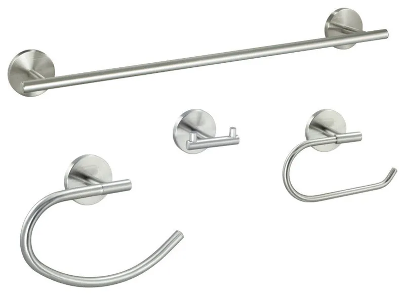 Contemporary Series 4 Piece Satin Nickel Bathroom Hardware Set