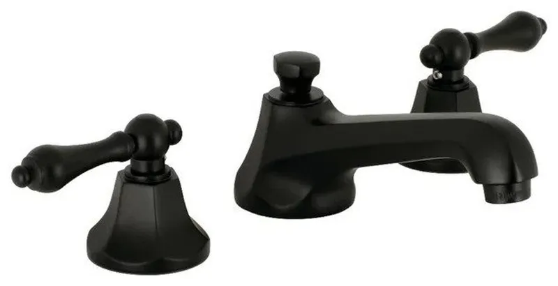 Contemporary Widespread Faucet with Low Spout & Dual Lever Handles, Black