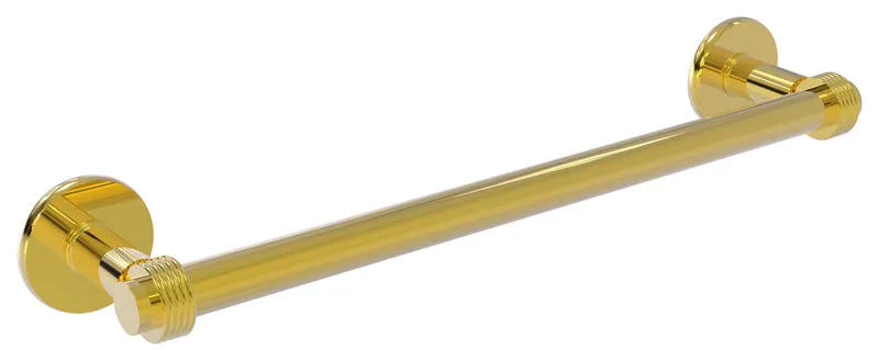 Continental 18" Towel Bar With Groovy Detail, Polished Brass