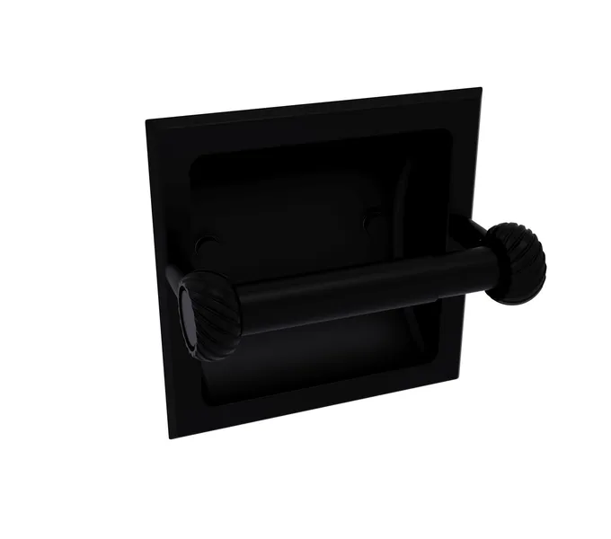 Continental Recessed Toilet Tissue Holder With Twist Accents, Matte Black