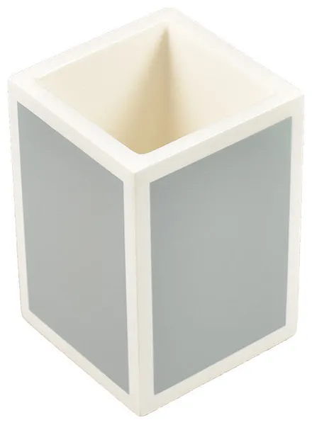 Cool Gray & White Lacquer Bathroom Accessories, Brush Holder