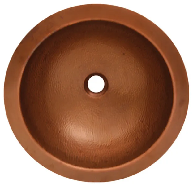 Copperhaus Round Undermount Copper Basin with a Hammered Texture