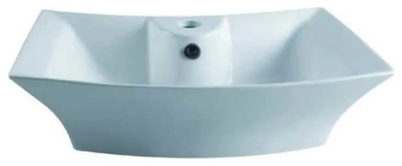 Courtyard White China Vessel Bathroom Sink with Overflow Hole and Faucet Hole