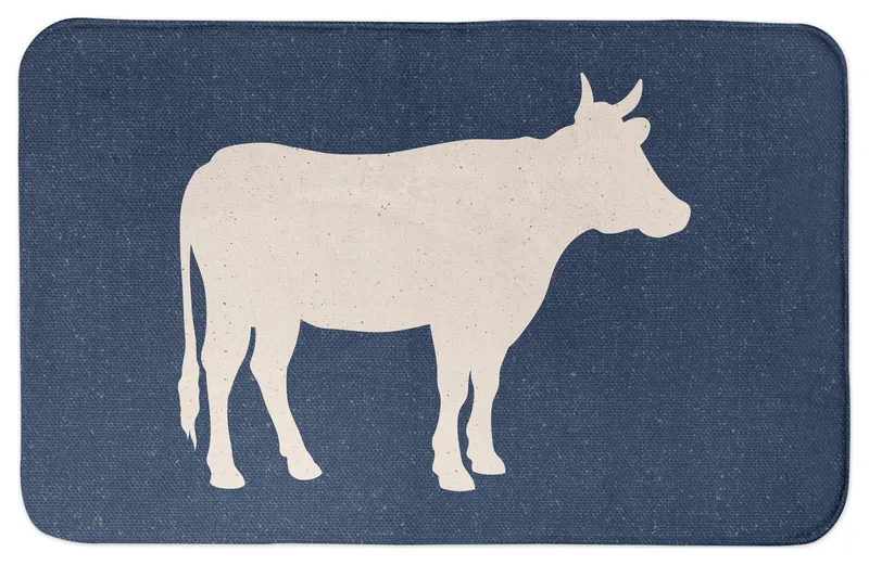 Cow Blue Canvas 34x21 Bath Mat