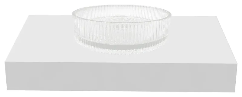 Cowrie Sink, Clear, 14" Round Crystal Sink(s), 30" White Countertop