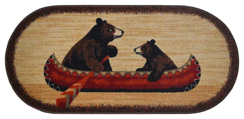 Cozy Cabin Bear Canoe Lodge Accent Rug, 20"x44"